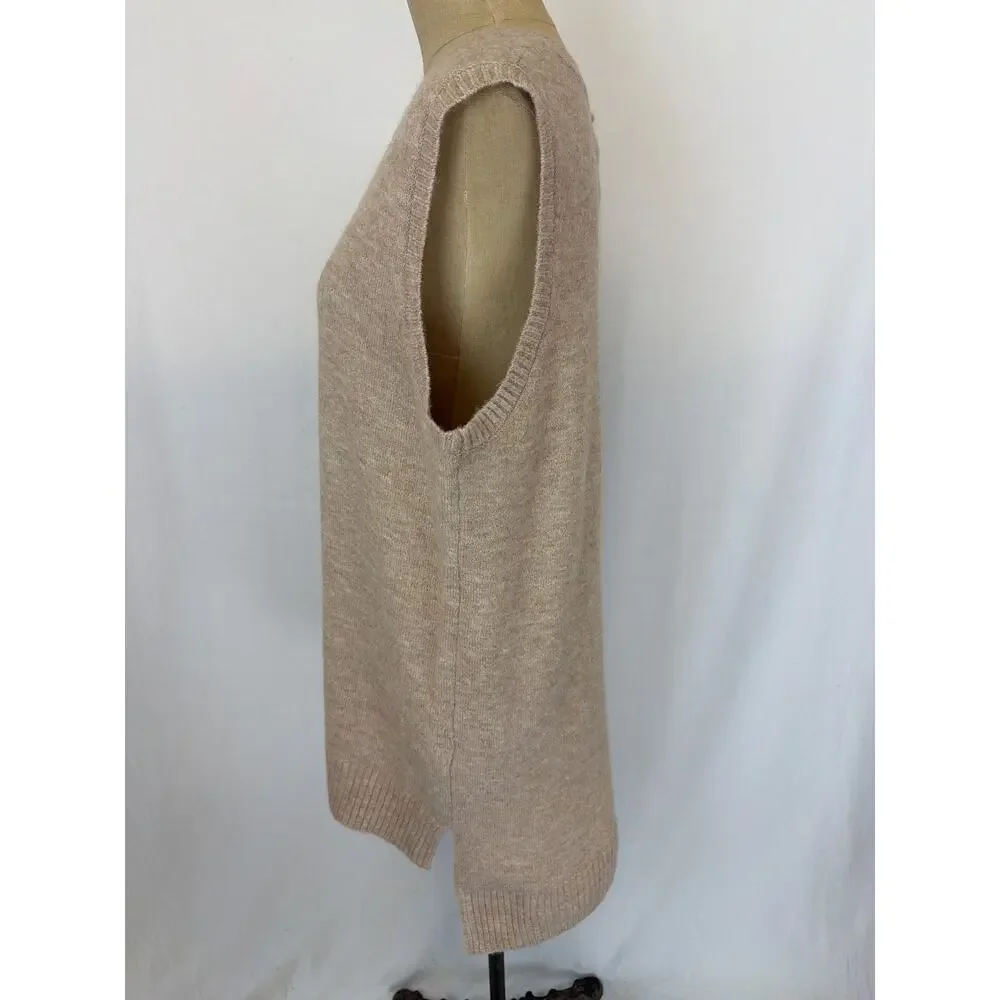 NWT Soya Concept Latte Wool Blend LONG V Neck Vest Size XL #0442